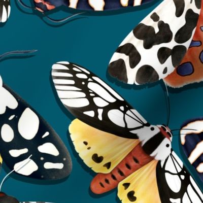 Fabulous Garden Tiger Moths - dark teal blue 