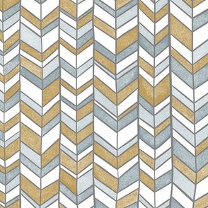 sketchy chevron - silver and gold