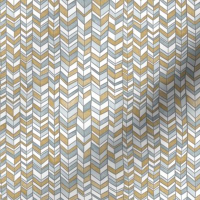 sketchy chevron - silver and gold - small