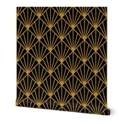 ART DECO FANS WITH 3D EFFECT - GOLD ON BLACK