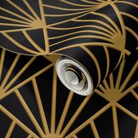 ART DECO FANS WITH 3D EFFECT - GOLD ON BLACK