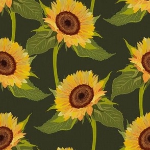 Sunflowers Large Linen Deep Green_Iveta Abolina