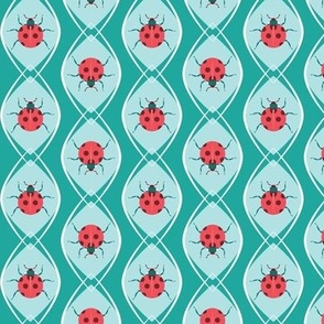 Retro Ladybugs Drop Turquoise