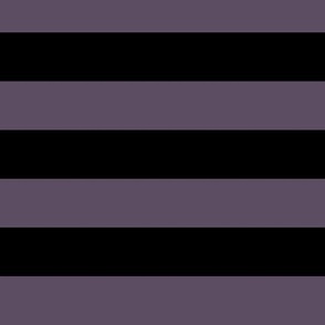 Large Horizontal Awning Stripe Pattern - Somber Lilac and Black
