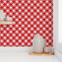 Chinese fretwork, circles, white on red by Su_G_©SuSchaefer