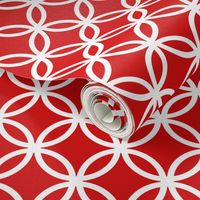 Chinese fretwork, circles, white on red by Su_G_©SuSchaefer