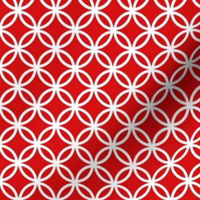 Chinese fretwork, circles, white on red by Su_G_©SuSchaefer