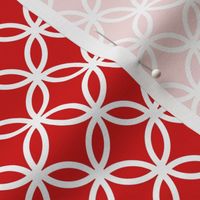 Chinese fretwork, circles, white on red by Su_G_©SuSchaefer