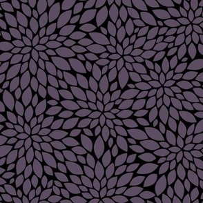 Dahlia Blossoms Pattern - Somber Lilac and Black