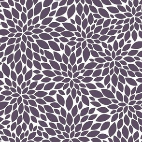 Dahlia Blossoms Pattern - Somber Lilac and White
