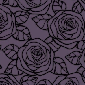 Rose Cutout Pattern - Somber Lilac and Black