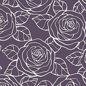 Rose Cutout Pattern - Somber Lilac and White