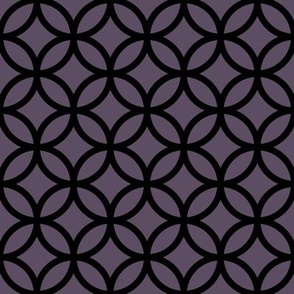 Interlocked Circles Pattern - Somber Lilac and Black