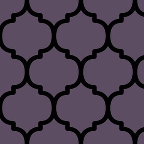 Large Moroccan Tile Pattern - Somber Lilac and Black
