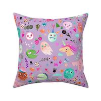 Cute halloween monsters Pastel Mauve Medium