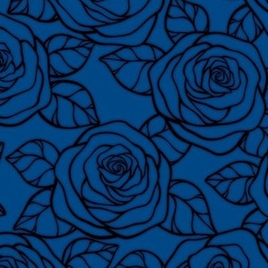 Rose Cutout Pattern - Blue and Black