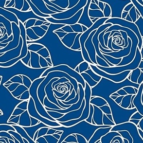 Rose Cutout Pattern - Blue and White