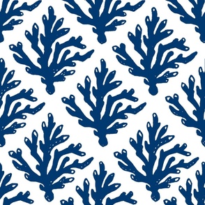 Coral Branch Block Print - Squid Ink Blue