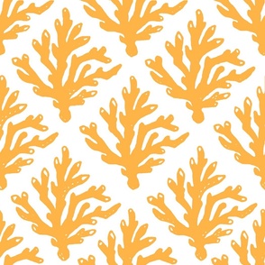 Coral Branch Block Print - Mango Sorbet Orange