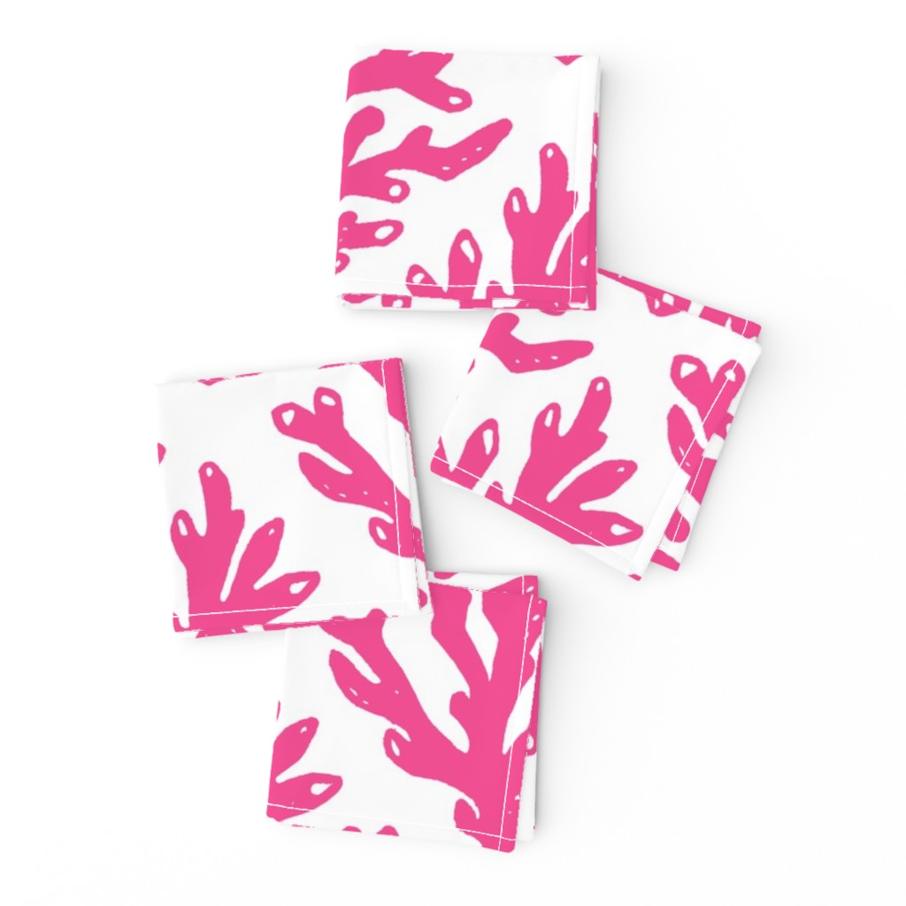 Coral Branch Block Print - Hot Pink