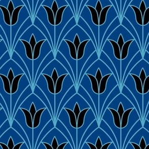 Art Deco Tulips Blue Small