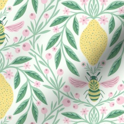 Medium | The Bee and the Lemon | Fresh Green, Sage, Yellow & Pink