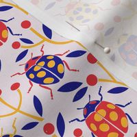 Retro Ladybugs (Blue, Marigold and Red Palette) – Small Scale