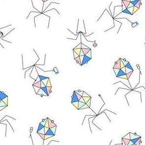 Bacteriophage Party on White