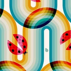 Groovy Rainbow Ladybugs, original retro (large)