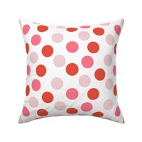 Red and Pink Polka Dots on white 