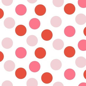 Red and Pink Polka Dots on white 