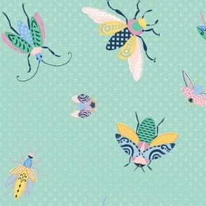 Kitschy Flying Beetles (dusty mint) 14"
