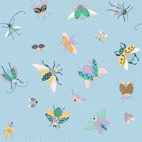 Kitschy Flying Beetles (dusty blue) 8"