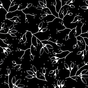Beautiful black and white tree branches pattern
