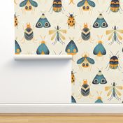 Retro Bugs, Beetles, and Moths - textured insects - medium / large scale