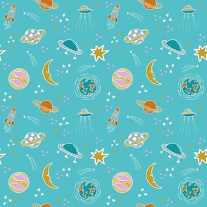 Outer Space On Aqua Small