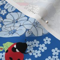  Ladybugs Blue Bouquet  medium print 9 inch