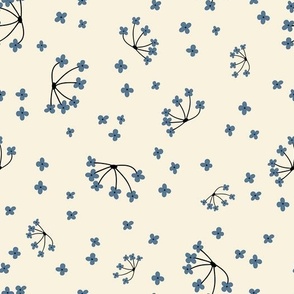 Small blue ditsy flowers pattern on light yellow background