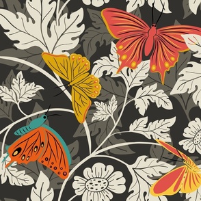 Retro Butterflies_Art Nouveau_Dark 