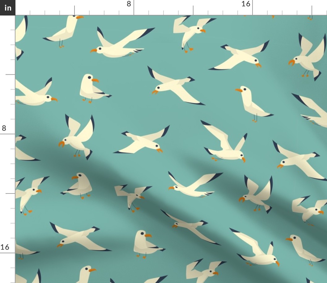 Sea Gull Fabric, Summer Fabric, Beach Fabric, Shore Fabric