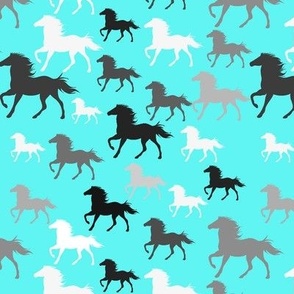 Running horses on teal