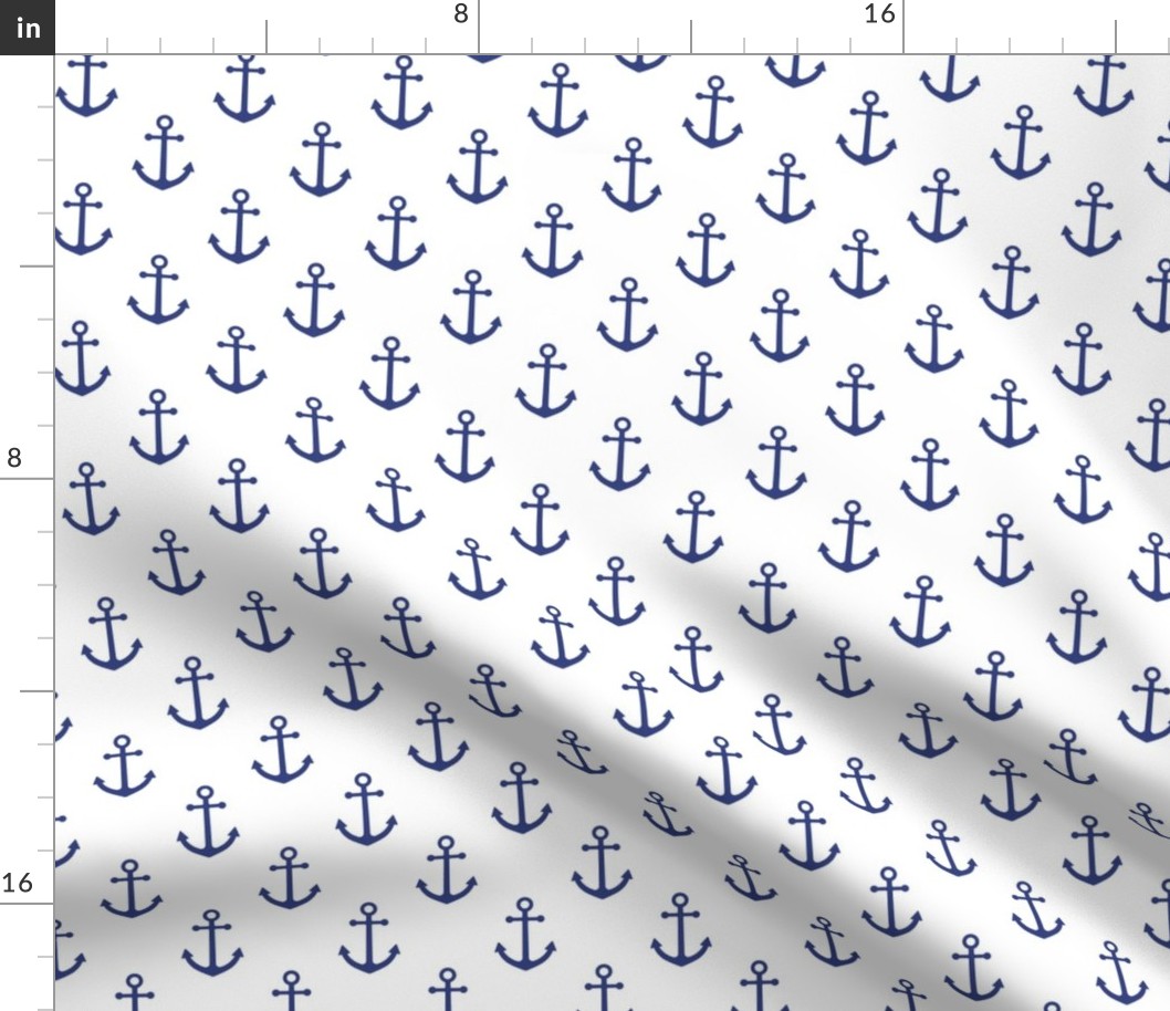 Nautical Anchor Pattern, Navy and White
