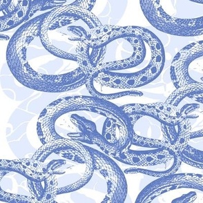 Tonal Blue Hidden Snake Curved Swirl Pattern