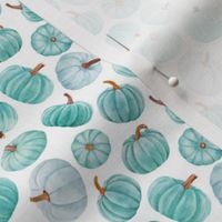 Small Scale Turquoise Teal Pumpkins Fall Halloween Gourds on White