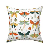 retro bugs - moths butterflies ladybugs dragonflies - insects fabric