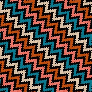 Medium Scale Zig Zag Stripes Southwestern Style Aztec on Black