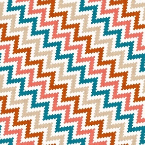 Medium Scale ZigZag Stripes Southwestern Style Aztec on Off White
