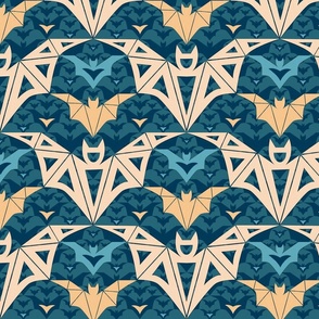 Bats Cave - teal - medium size - abstract, geometric, pastel , bats 