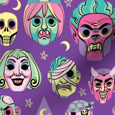Vintage Halloween Masks in Pastel-o-Vision
