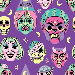 Vintage Halloween Masks in Pastel-o-Vision